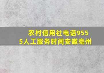 农村信用社电话9555人工服务时间安徽亳州