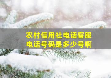 农村信用社电话客服电话号码是多少号啊