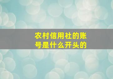 农村信用社的账号是什么开头的