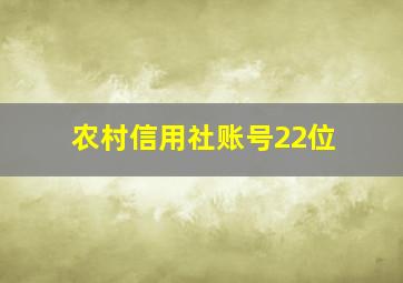 农村信用社账号22位