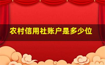 农村信用社账户是多少位