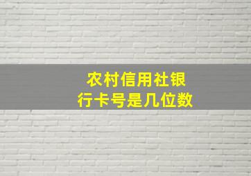 农村信用社银行卡号是几位数