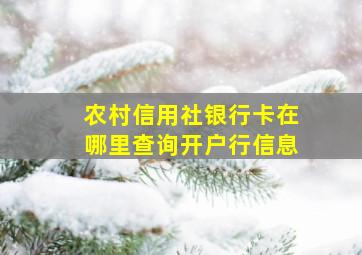 农村信用社银行卡在哪里查询开户行信息