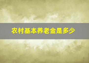 农村基本养老金是多少