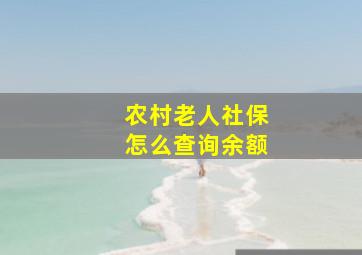 农村老人社保怎么查询余额