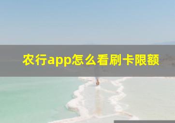 农行app怎么看刷卡限额