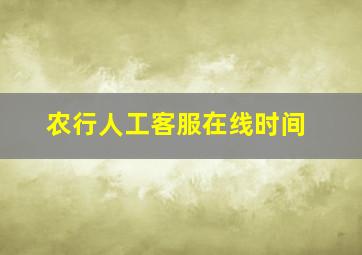 农行人工客服在线时间