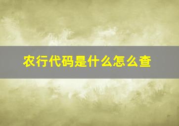 农行代码是什么怎么查