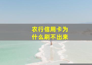 农行信用卡为什么刷不出来