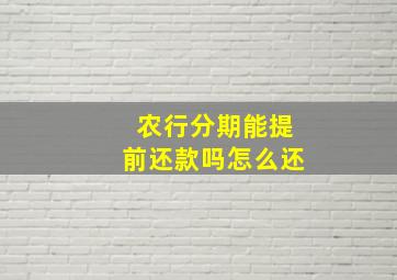 农行分期能提前还款吗怎么还