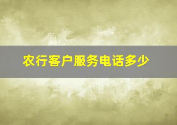 农行客户服务电话多少