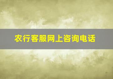 农行客服网上咨询电话