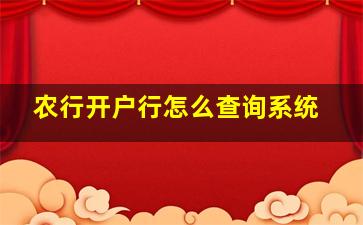 农行开户行怎么查询系统