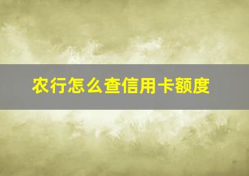 农行怎么查信用卡额度