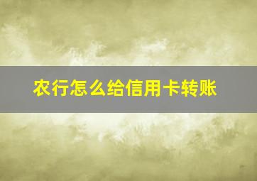 农行怎么给信用卡转账