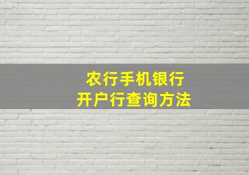 农行手机银行开户行查询方法