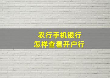 农行手机银行怎样查看开户行