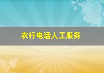 农行电话人工服务