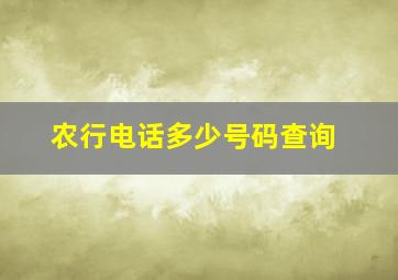 农行电话多少号码查询