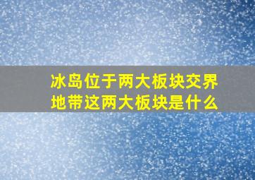 冰岛位于两大板块交界地带这两大板块是什么