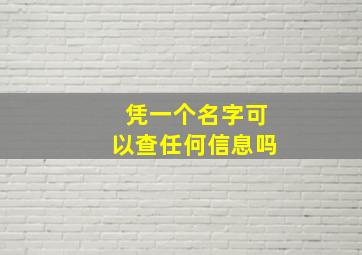 凭一个名字可以查任何信息吗