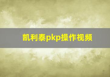 凯利泰pkp操作视频