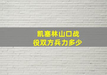 凯塞林山口战役双方兵力多少