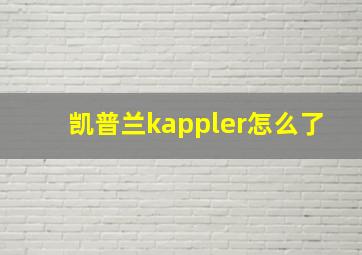 凯普兰kappler怎么了