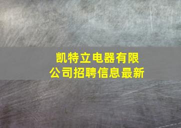 凯特立电器有限公司招聘信息最新