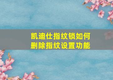 凯迪仕指纹锁如何删除指纹设置功能