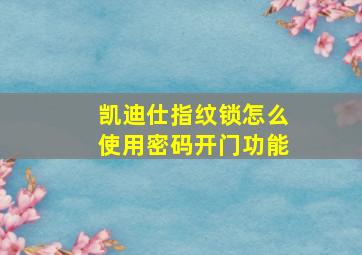 凯迪仕指纹锁怎么使用密码开门功能