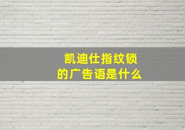 凯迪仕指纹锁的广告语是什么