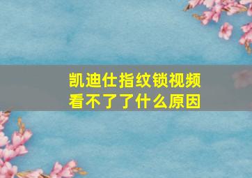 凯迪仕指纹锁视频看不了了什么原因