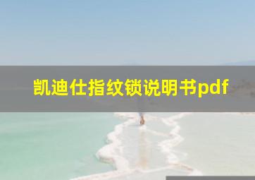 凯迪仕指纹锁说明书pdf