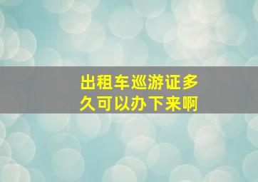 出租车巡游证多久可以办下来啊