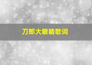 刀郎大眼睛歌词