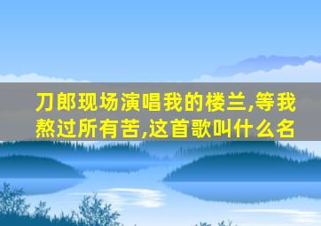 刀郎现场演唱我的楼兰,等我熬过所有苦,这首歌叫什么名