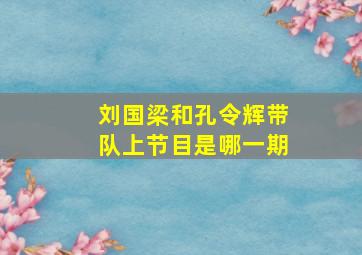 刘国梁和孔令辉带队上节目是哪一期