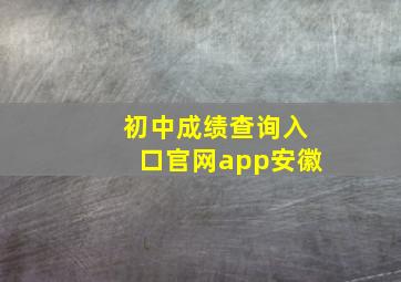 初中成绩查询入口官网app安徽