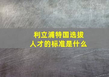 利立浦特国选拔人才的标准是什么