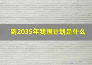 到2035年我国计划是什么