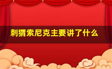 刺猬索尼克主要讲了什么