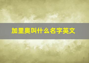 加里奥叫什么名字英文