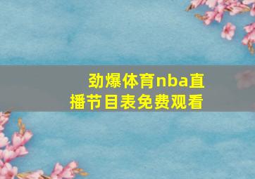 劲爆体育nba直播节目表免费观看