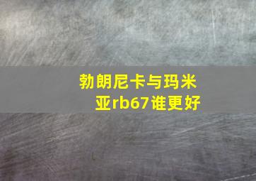 勃朗尼卡与玛米亚rb67谁更好