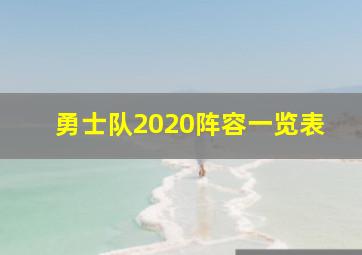 勇士队2020阵容一览表