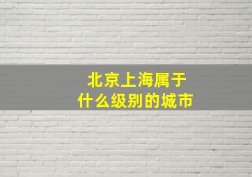 北京上海属于什么级别的城市