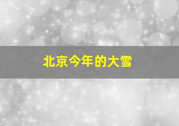 北京今年的大雪