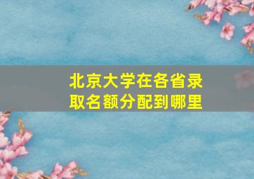 北京大学在各省录取名额分配到哪里