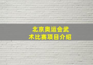 北京奥运会武术比赛项目介绍